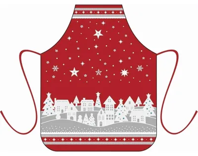 Zdjęcie produktu dla Fartuszek dziecięcy Zimowa wioska czerwony 64x50 cm