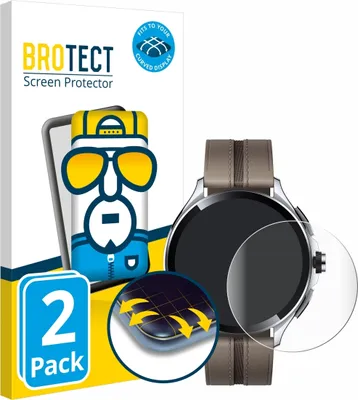 Produktbild von 2x BROTECT Fullscreen Schutzfolie für Xiaomi Watch 2 Pro Displayschutz Folie Fullcover Klar Transparent
