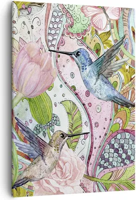 Produktbild von Bild auf Leinwand - Leinwandbild - Einteilig - Vogel Schmetterling Blume - 50x70cm - Wand Bild - Wanddeko - Wandbilder - Leinwanddruck - Wanddekoration - Leinwand bilder - Wandbild - PA50x70-4065