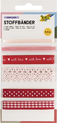Produktbild von folia Stoffbänder-Mix "Rosy Love" Gesamtlänge: 5,5 m