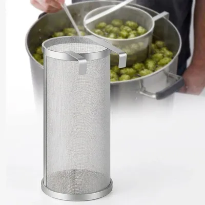 Produktbild von Hopfenfilter Edelstahl 304 300 Mikron Bierbrau Zubehör Spider Korb für Homebrewing, wiederverwendbarer Hopfenfilter für Braukessel