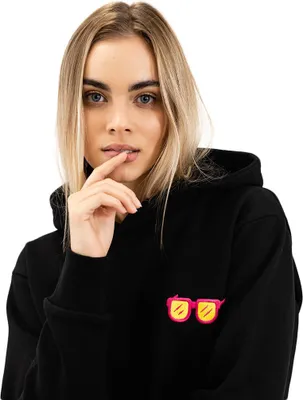 Produktbild von Nerd hunters oversized Hoodie mit Modischem Brillen-Motiv, Stylisch und Bequem, Damen, Schwarz, L