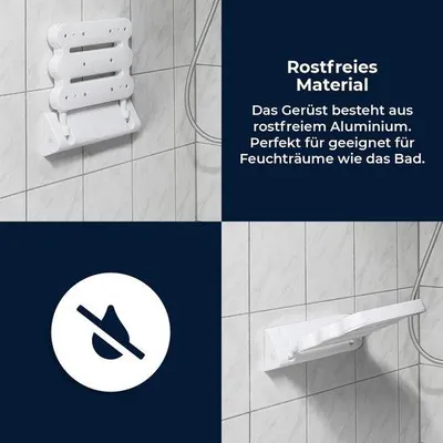 Produktbild von Famanu Duschhocker Anti-Rutsch - Klappbar, Wandmontage