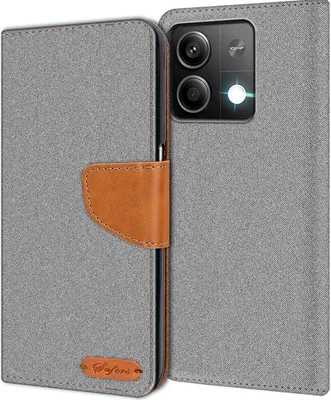 Produktbild von Conie Jeans Style Klapp Tasche für Xiaomi Redmi Note 13 Pro 5G Kartenfach Hülle Rundumschutz in Grau