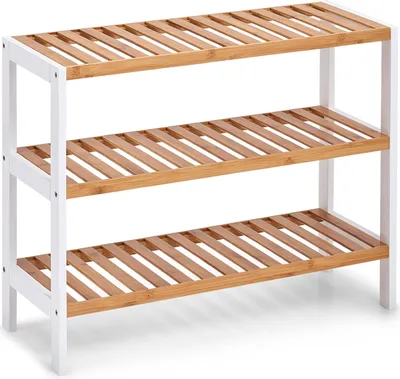 Produktbild von Zeller Schuhregal m. 3 Ablagen, Bambus/MDF, weiß, 70 x 26 x 54 cm