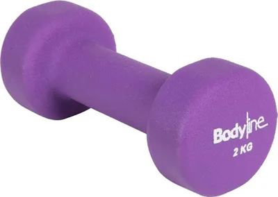 Immagine prodotto di Manubrio in ghisa Bodyline con rivestimento in neoprene, 2 kg, resistente agli urti e antiscivolo, singolo, per palestra e home gym