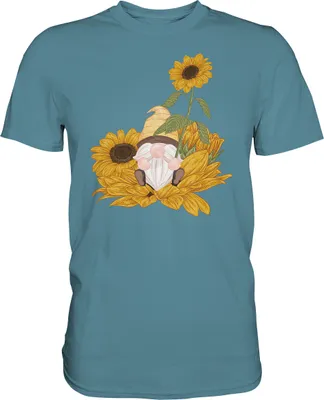 Produktbild von Gartenzwerg Sonnenblumen T-Shirt Garten Motiv Gärtner Geschenk – Stone Blue / S