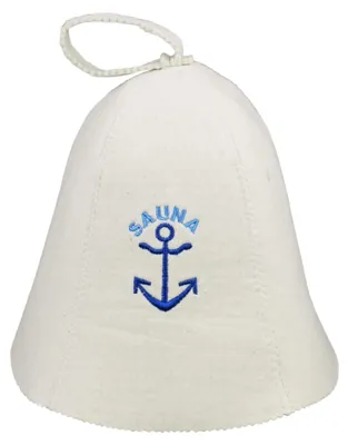 Produktbild von Saunahut aus Wollfilz (1004 Blauer Anker) Saunamütze mit witzigen Motiven, Filz Kopfschutz Saunakappe Filzkappe Mütze Filzhut Kappe Sauna Hut