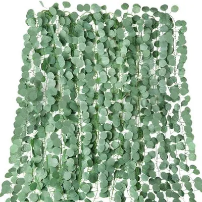 Produktbild von 15er Pack Efeu Künstlich Eukalyptus Girlande, 210cm Länge Gefälschte Reben für Zimmer und Garten Wand Dekoration Innen Außen Hochzeit Party Wanddekoration Küche Hochzeit Balkon Dekoration