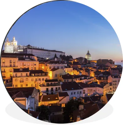 Produktbild von MuchoWow® Aluminium Wandkreis Lissabon - Portugal - Sonnenuntergang Ø 30 cm Wanddeko Modern Wohnzimmer - Wand Bild - Wohnzimmer - Runde Bilder - Alubilder - Kunst für zu Hause - Aluminium - Wanddekoration