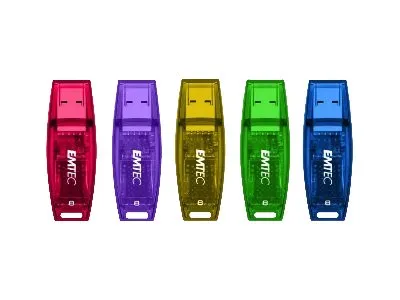 Produktbild von Emtec C410 Color Mix - Candy Jar 2.0, 8 GB, USB Typ-A, 2.0, 15 MB/s, Kappe, Blau, Grün, Violett, Rot, Gelb