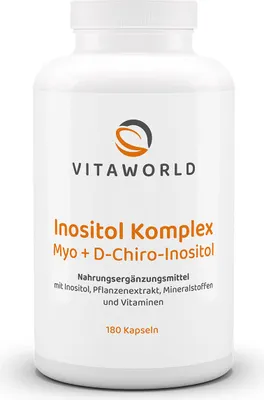 Produktbild von Vitaworld Inositol Komplex | 180 Kapseln | Myo- & D-Chiro-Inositol | Vitamine, Mineralstoffe & Pflanzenextrakte | vegan