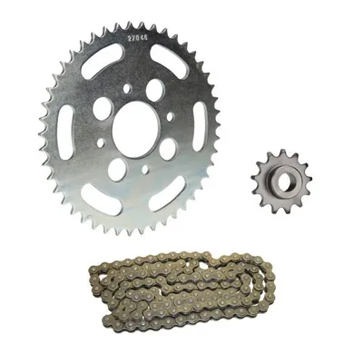 Zdjęcie produktu dla Zestaw łańcuchów 3-częściowy srebrny 13/46 zębów do Hercules XE 5 Enduro (od silnika nr 10697366)