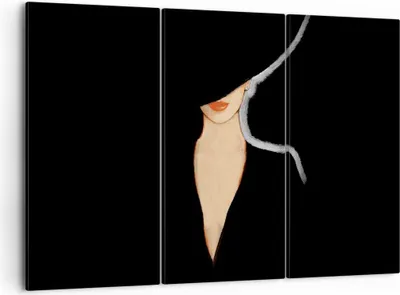 Produktbild von Bild auf Leinwand - Leinwandbild - 3 Teile - Schwarz Frau Hut - 105x70cm - Wand Bild - Wanddeko - Wandbilder - Leinwanddruck - Bilder - Wanddekoration - Leinwand bilder - Wandbild - CE105x70-4341