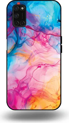 Productafbeelding van Smartphonica Telefoonhoesje, geschikt voor:OPPO A52 / A72 4G / A92, met regenboogmotief van acrylmarmer - TPU achterkant, hoesje met regenboogacrylmarmerdesign
