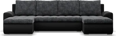 Produktbild von U-Sofa mit Schlaffunktion Foresta, 2 Chaiselongues, Dunkelgrau + Schwarz