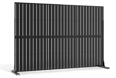 Zdjęcie produktu dla TANYEAR Parawan metalowy, 180 x 40 x 123 cm, wolnostojący, czarny, do użytku na zewnątrz
