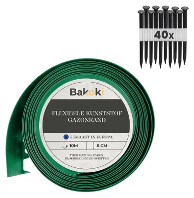Image de Barrière de séparation flexible, 10 mètres, avec 40 piquets d'ancrage, couleur verte
