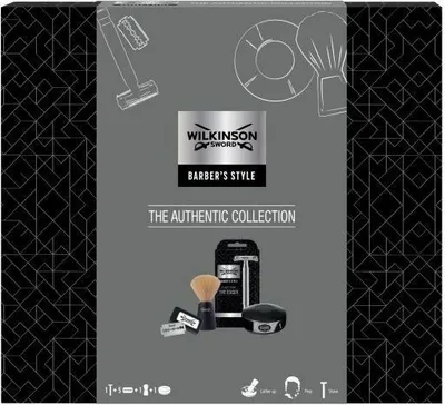 Obrázok produktu pre W302261100 Wilkinson Authentic darčeková sada (holiaci strojček, čepele, štetka na holenie, mydlo)