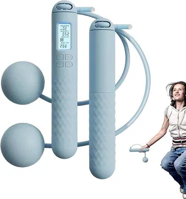 Productafbeelding van Digitaal Springtouw - Fitness Touw - Calorieën Tellen - Verstelbare Lengte - LCD Scherm - Blauw