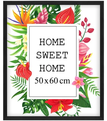 Obrázok produktu pre MG Design, čierny rám na obrázky, 50 x 60 cm – vyrobený z prírodného dreva s akrylovým sklom, určený na zavesenie aj na postavenie, vhodný na fotografie, plagáty a puzzle