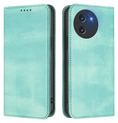 Produktbild von Handyhülle für Doogee Note 59 / Note 59 Pro, Vintage Leder RFID Schutz Kartenfach Standfunktion Magnetische Klapphülle Türkis