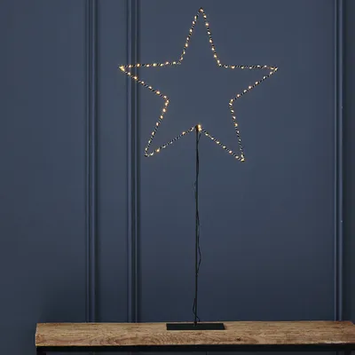 Produktbild von LED-Draht-Standstern 'Mira' | schwarz | Größe ca. 50 x 100 cm | 80 LEDs warmweiß | Metall | mit Trafo | Stern | Weihnachtsbeleuchtung | Weihnachtsdeko | Weihnachten