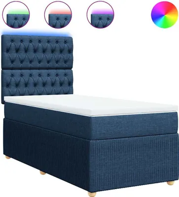 Image de vidaXL Lit boxspring avec matelas bleu 80x200 cm Tissu