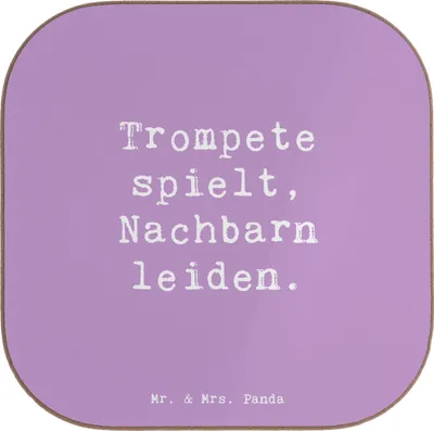 Produktbild von Mr. & Mrs. Panda Tassenuntersetzer Spruch Trompete Freude - Lavendeltraum - Geschenk, Blasinstrumente, Untersetzer Gläser, Musiker, für, Nachbarschaft, Instrument, Musik