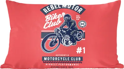 Produktbild von MuchoWow® Zierkissen Sofakissen Wohnzimmer Dekokissen 60x40 cm Motorrad - Mann - Retro - Zitat - Kopfkissen - Polster mit Foto
