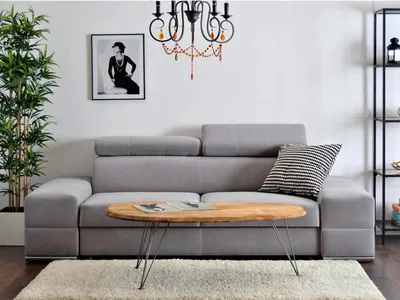 Zdjęcie produktu dla Sofa dwuosobowa ARELI - szary / chrom