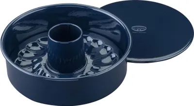 Produktbild von Dr. Oetker Backform mit Flach- und Rohrboden Ø 26 cm BACK-LIEBE EMAILLE, Backform mit schnitt- & kratzfester Emaille-Versiegelung, Kuchenform für köstliche Torten (Farbe: Blau)