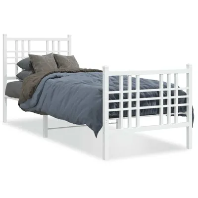 Produktbild von vidaXL Bettgestell mit Kopf- und Fußteil Metall Weiß 80x200 cm
