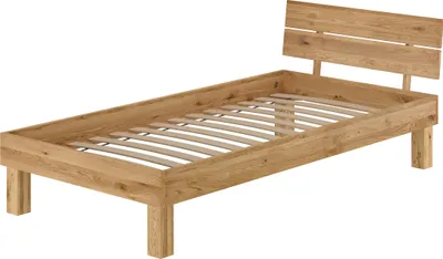 Produktbild von Holzbett Eiche massiv geölt Einzelbett 100x200 Bettgestell Zubehör wählbar V-60.88-10Federleisten