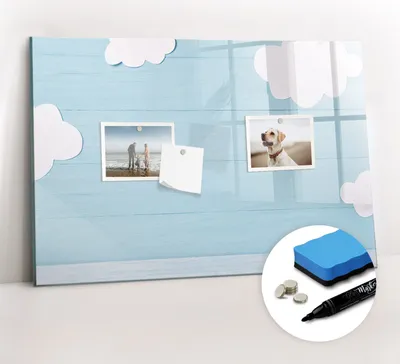 Produktbild von Magnetpinnwand Memoboard - Zubehörsatz - Schwarzer Marker + Schwamm + Magnete - 60 x 40 cm - Kindertafel