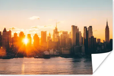 Produktbild von MuchoWow® Poster New York - Skyline - Sonne 180x120 cm - Fotoplakat