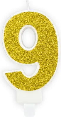 Produktbild von Zahlenkerze Gold, glitzernd, 7cm, Zahl 9