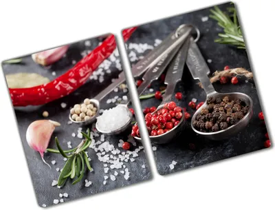 Produktbild von Tulup Glas Herdabdeckplatte - 2x40x52 cm - Glaskeramikkochfeld-Abdeckung Spritzschutz Glasabdeckplatte Kochplattenabdeckung und Schneidebrett - Zweiteilig - Essen & Getränke - Kräuter und Gewürze - Rot