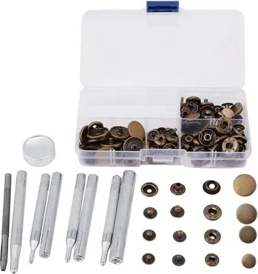 Imagen del producto de Juego de conectores para tuberías + herramienta de instalación - 40 piezas de diferentes tamaños - Accesorios para ropa.