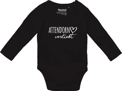Produktbild von Huuraa Baby Body Attendorn verliebt 68 Black  Baumwolle Fairtrade Langarmbody Geschenkidee