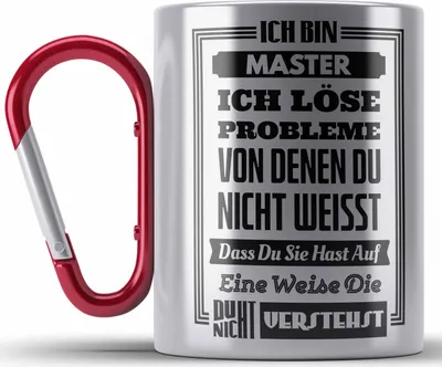 Produktbild von Trendation - Master Prüfung Edelstahl Tasse Karabiner bestanden Geschenk Abschluss Masterarbeit Exam Prüfung (Rot)