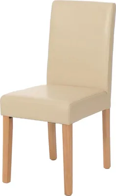 Produktbild von Esszimmerstuhl klassisch und zeitlos | HxBxT 90x43x56cm | Sitzhöhe 45cm | Kunstleder | helle Beine | Creme | Küchenstuhl Stuhl