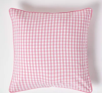 Produktbild von HOMESCAPES Gingham-Kissenbezug aus Baumwolle, 60 x 60 cm, rosa