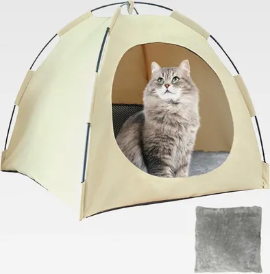 Produktbild von Katzenzelt große Katze, Hundehöhle kleine Hunde, Katzenhöhle große Katzen Katzenhaus Indoor, Tragbares Katzenzelt für Katzen aus Atmungsaktivem Material, Waschbar & Leicht Katzentipi (Gelb, L)