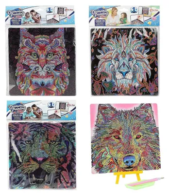Immagine prodotto di Set creativo diamante pittura animali 20x20cm con diamanti adesivi 4 tipi su cartoncino 21x26cm
