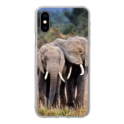 Produktbild von MuchoWow® Handyhülle Schutzhülle Hülle für iPhone X Elefant - Tiere - Bäume - Natur Silikon Softcase Handy Hülle - Handyhülle