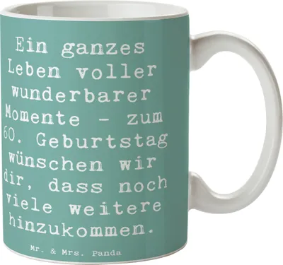 Produktbild von Mr. & Mrs. Panda Tasse Spruch 60. Geburtstag Momente - Meeresbrise - Geschenk, Erinnerungen, Erfahrung, Kaffeetasse, Jubiläum, Teetasse, Becher, Glückwunsch, Kaffeebecher