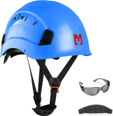 Image de Kit casque de sécurité Mustbau - Casque de protection avec lunettes de protection, sangle de tête réglable de 53 à 63 cm
