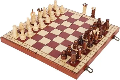 Imagen del producto de Juego de ajedrez con piezas de madera y tablero de fieltro, juego de ajedrez plegable