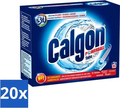 Produktbild von Calgon – Waschmaschinenreiniger – Gegen Kalkablagerungen / Waschmittelrückstände / Gerüche – 55 Tabletten - Vorteilspack - 20 Stücke